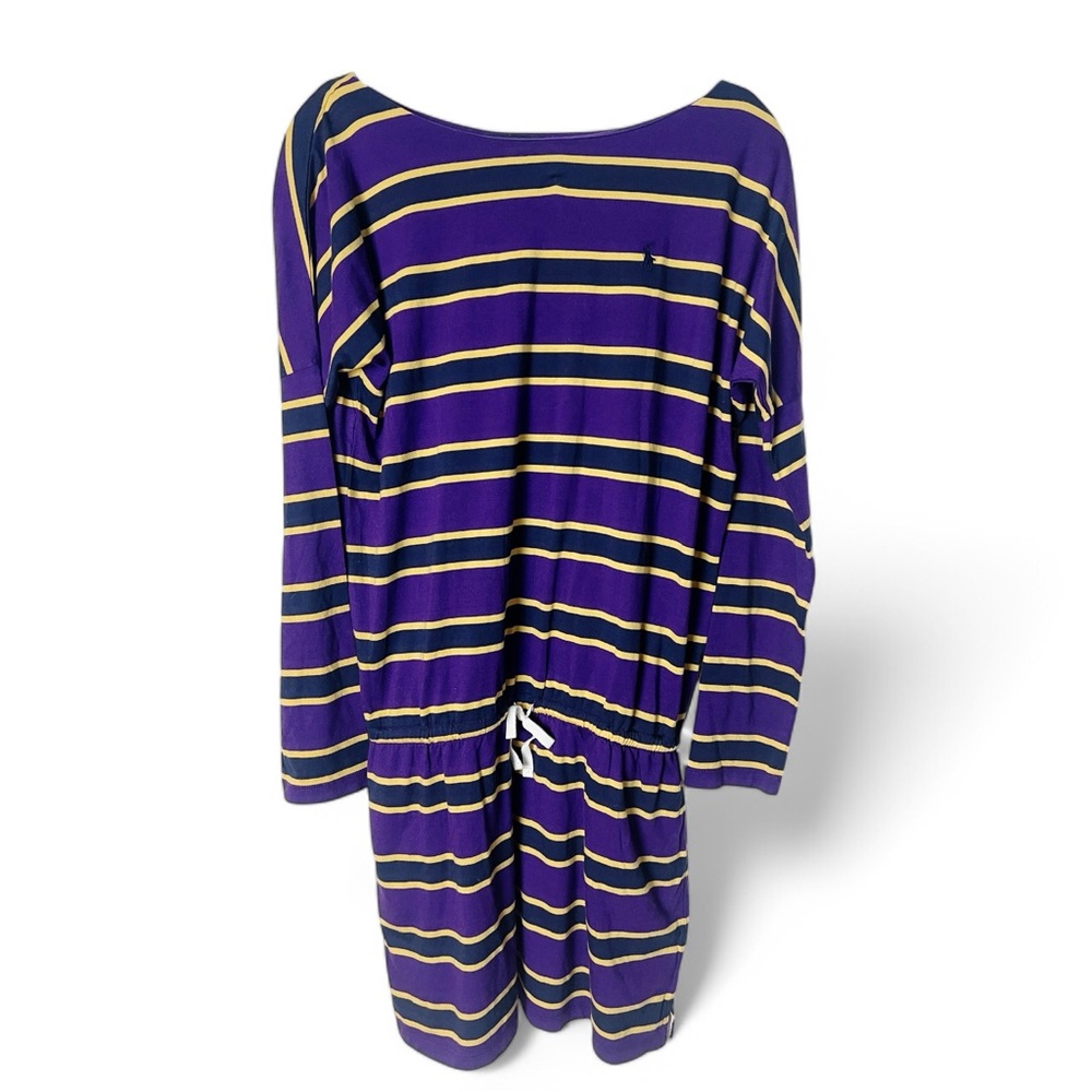 Ralph Lauren - Girls Striped Shirt Dress Drawstring Waist Purple Gold - Sz. L